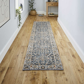 Brandy Rustic Border Low-Pile Machine-Washable Area Rug